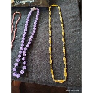 Lot of 4 Plastic Beaded Necklaces Colorful Costume Jewelry Vintage Style Retro